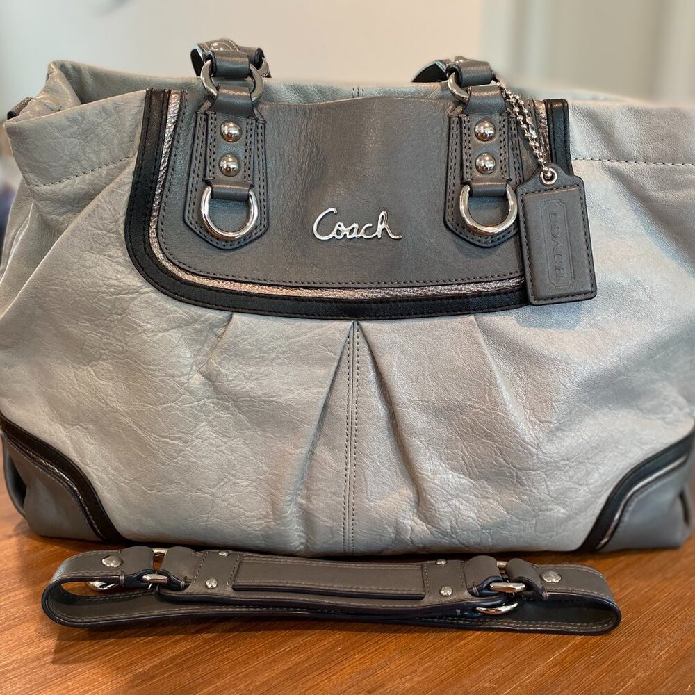 Coach Gray Leather Ashley Spectator Shoulder Bag